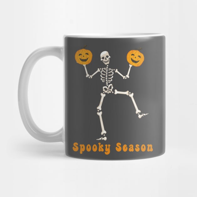 Spooky Season Dancing Skeleton with Pumpkins by Luvv Designs
